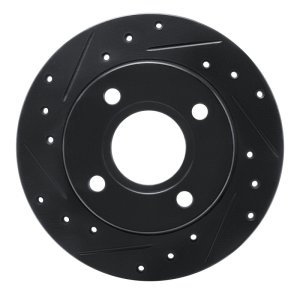 Ford Fiesta Brake Rotor (1) - Front Left - R1 Concepts - Drilled & Slotted - Black - `96-`04
